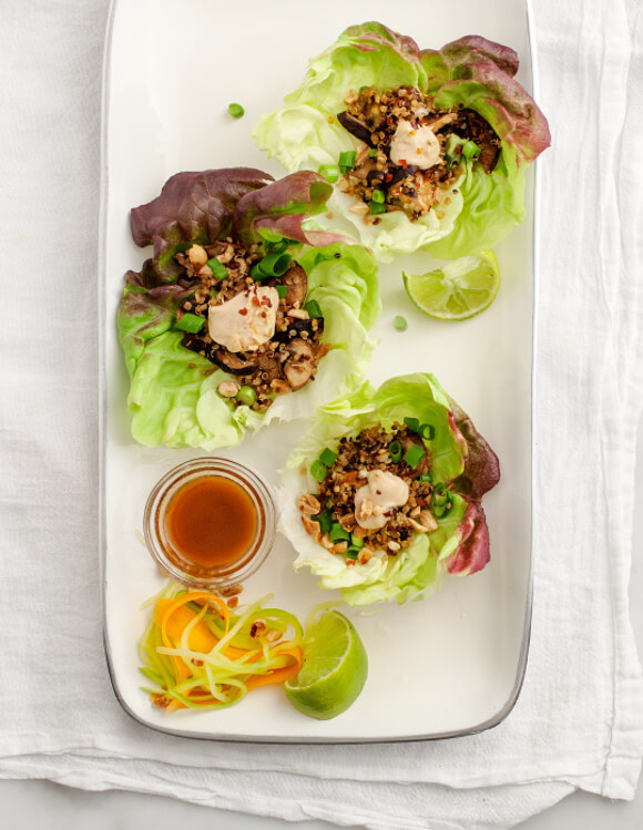 mushroom and quinoa lettuce wrap recipe for detox health diet
