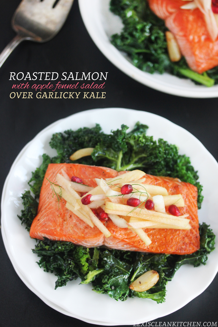 roasted salmon and apple fennel salad for healthy diet