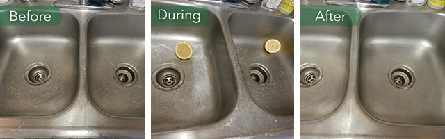 lemons to clean a sink