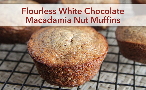Flourless White Chocolate Macadamia Nut Muffins