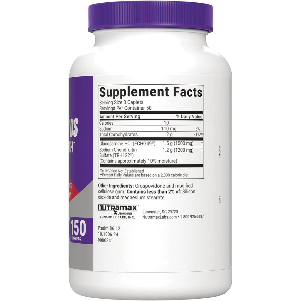 CSM007 | back label showing Supplement Facts panel, ingredient list, Nutramax logo and 150 caplets badge - Thumbnail