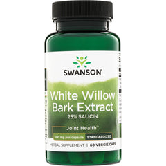 SWH226 | Swanson White Willow Bark Extract, 25% salicin, 500 mg per capsule, 60 veggie caps bottle front