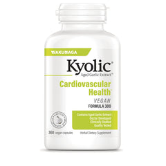 KY146 | Kyolic Cardiovascular Health vegan Formula 300 white supplement bottle labeled 360 vegan capsules