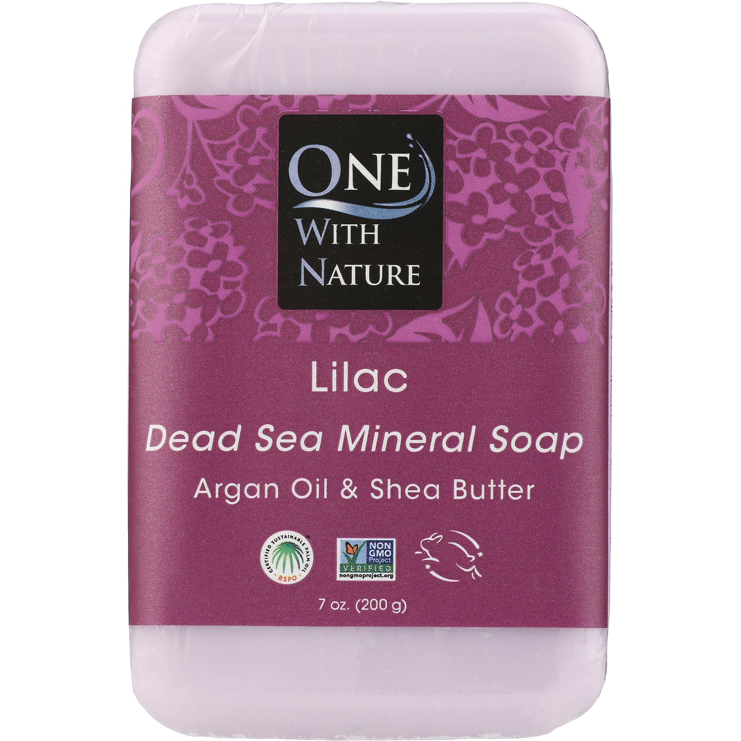 OWN018 | One With Nature Lilac Dead Sea Mineral Soap bar with argan oil and shea butter, 7 oz