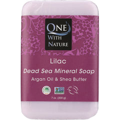 OWN018 | One With Nature Lilac Dead Sea Mineral Soap bar with argan oil and shea butter, 7 oz