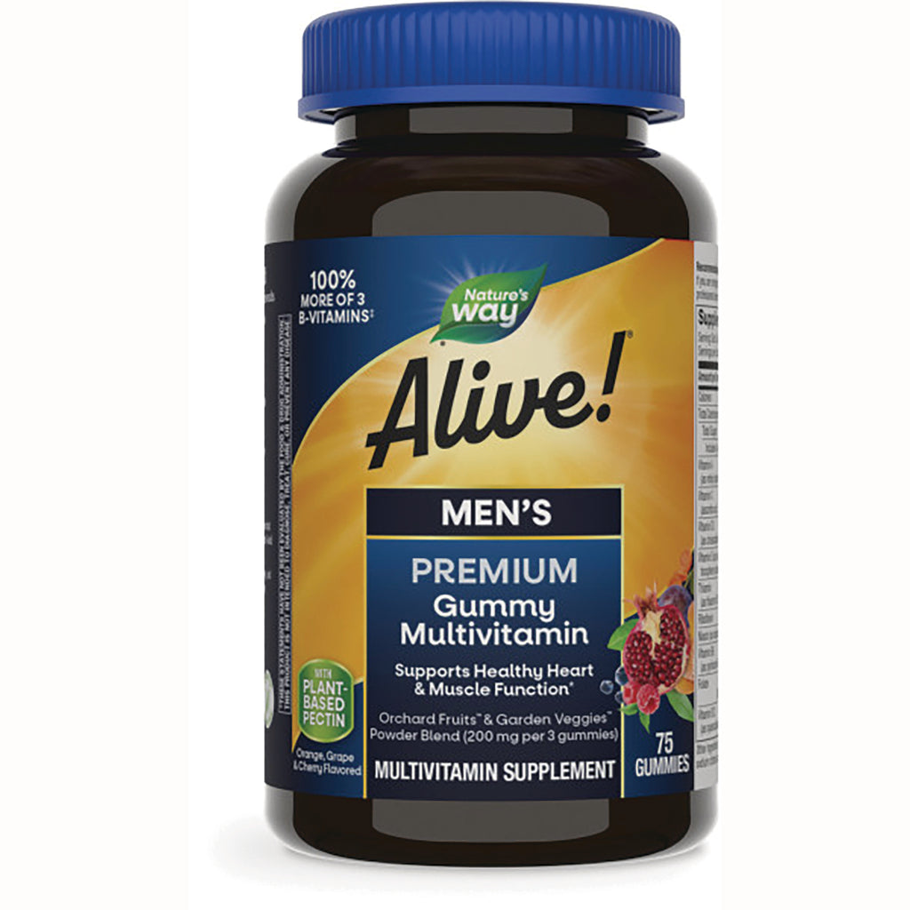 NW856 | Nature's Way Alive! men's Premium Gummy Multivitamin bottle front, 75 gummies, supports healthy heart & muscle function - Thumbnail