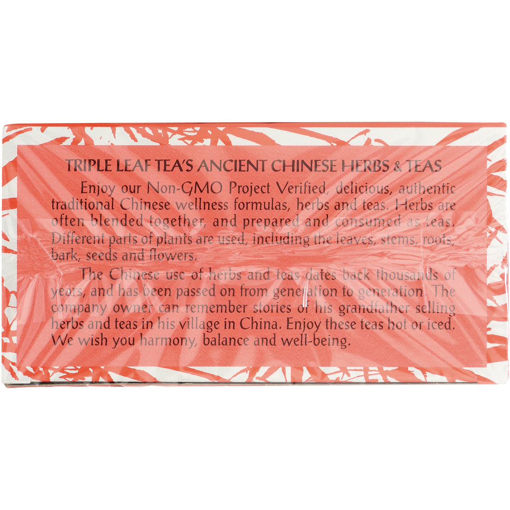 TLT026 | Back panel: TRIPLE LEAF TEAS ANCIENT CHINESE HERBS & TEAS, Non-GMO Project Verified story and usage text - Thumbnail