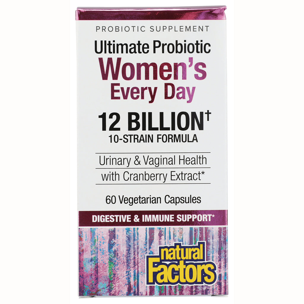 NFC088 | Ultimate Probiotic Women's Every Day 12 BILLION 10-strain formula box front, 60 vegetarian capsules, Natural Factors - Thumbnail