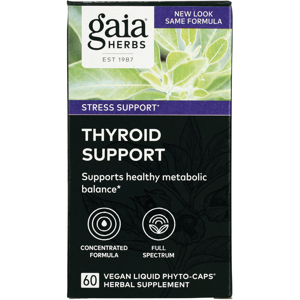 GH022 | Gaia Herbs Thyroid Support box with text supports healthy metabolic balance, 60 vegan liquid phyto-caps - Thumbnail