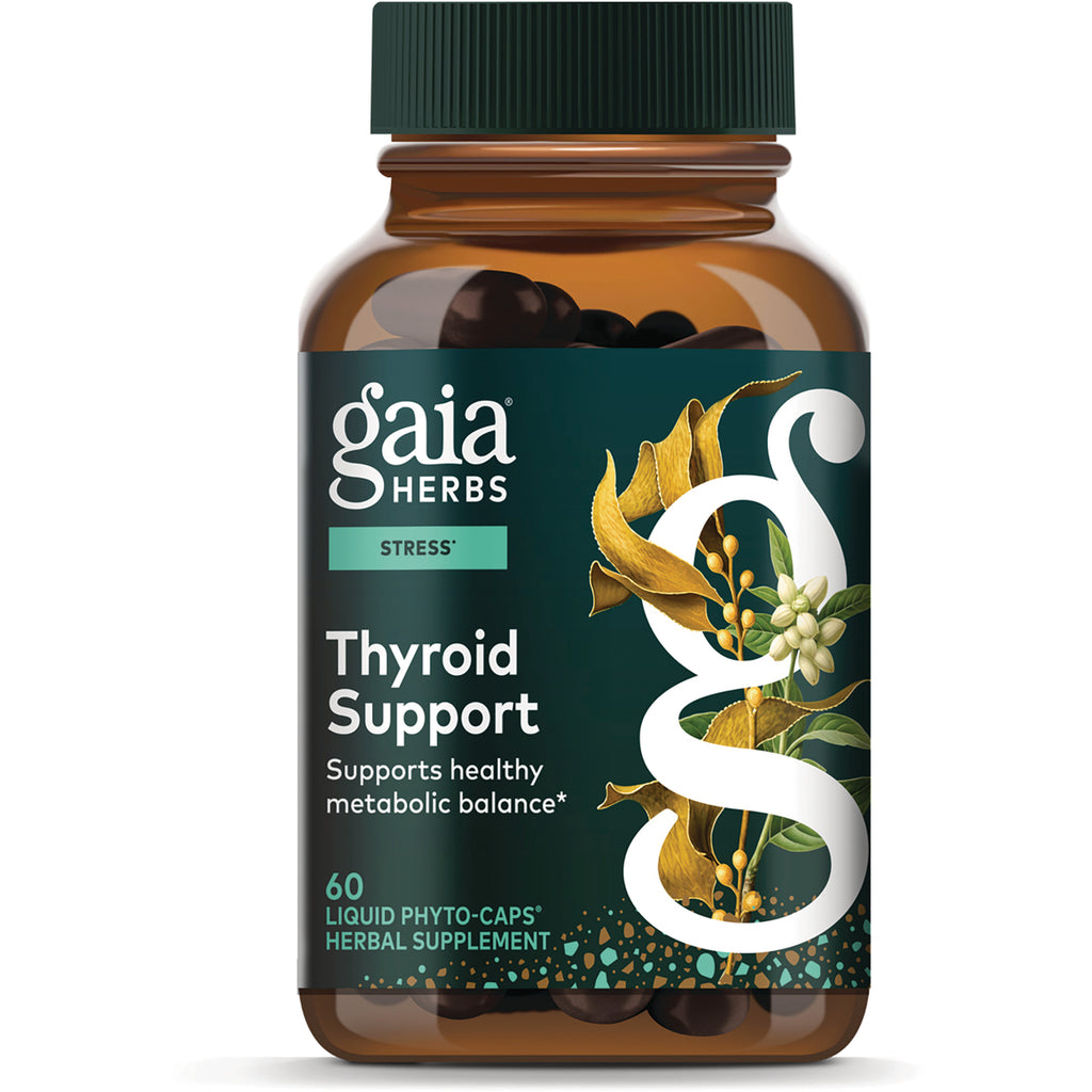 GH022 | Gaia Herbs Thyroid Support box with text supports healthy metabolic balance, 60 vegan liquid phyto-caps - Thumbnail