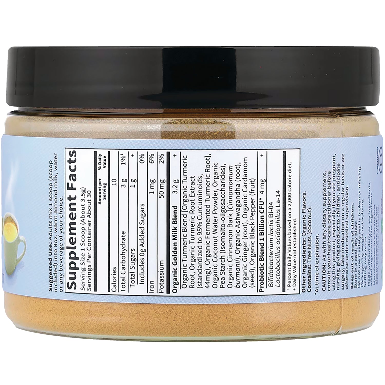GLF258 | jar back label showing Supplement Facts panel and ingredient list