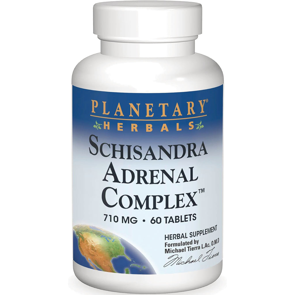 PF076 | Planetary Herbals Schisandra Adrenal Complex bottle, 710 mg, 60 tablets label - Thumbnail