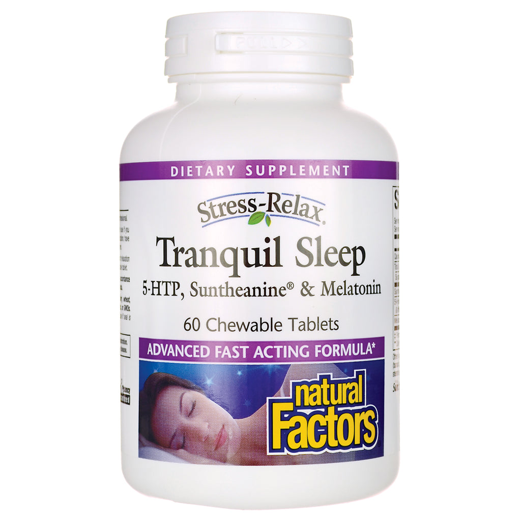 NFC029 | White bottle of Tranquil Sleep dietary supplement 60 chewable tablets by Natural Factors - Thumbnail
