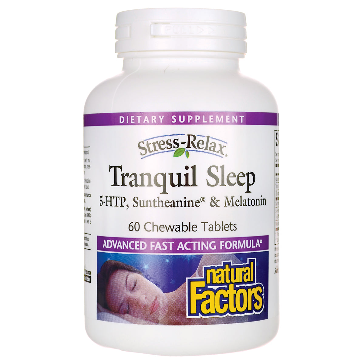 NFC029 | White bottle of Tranquil Sleep dietary supplement 60 chewable tablets by Natural Factors