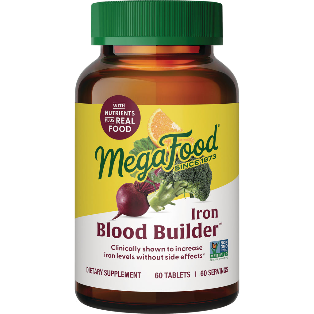 MGF028 | MegaFood Iron Blood Builder bottle with yellow label, dietary supplement 60 tablets - Thumbnail