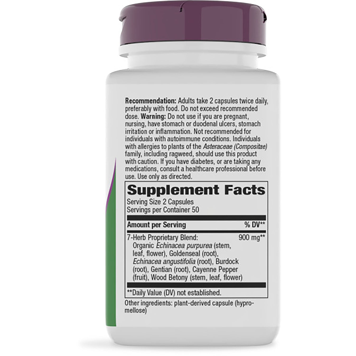 NW073 | Brown supplement bottle back showing Supplement Facts panel and warning text