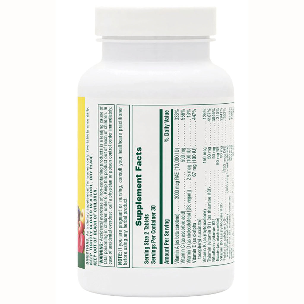 NTP075 | back label showing Supplement Facts panel and ingredient amounts on white vitamin bottle - Thumbnail