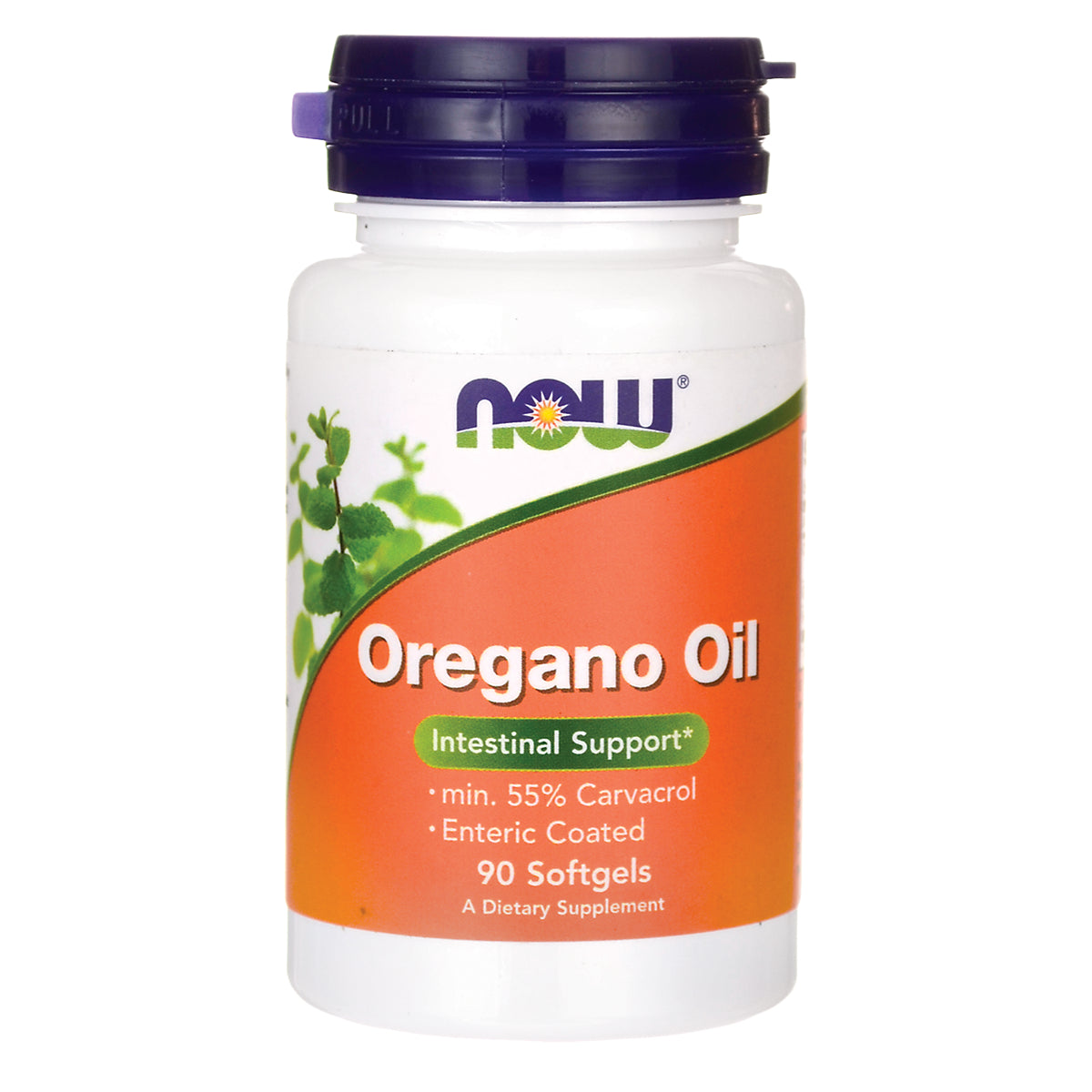 NWF339 | NOW Oregano Oil bottle front label, 90 Softgels, Intestinal Support