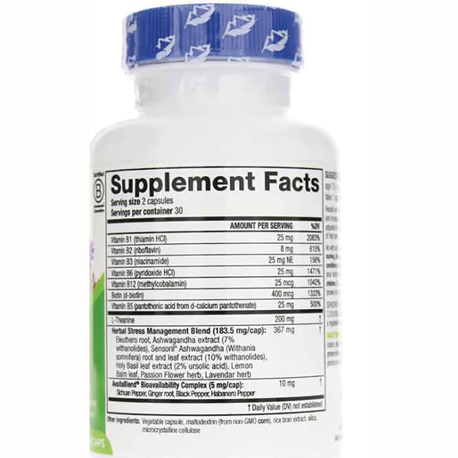 PH053 | Bottle back showing Supplement Facts table and ingredient panel