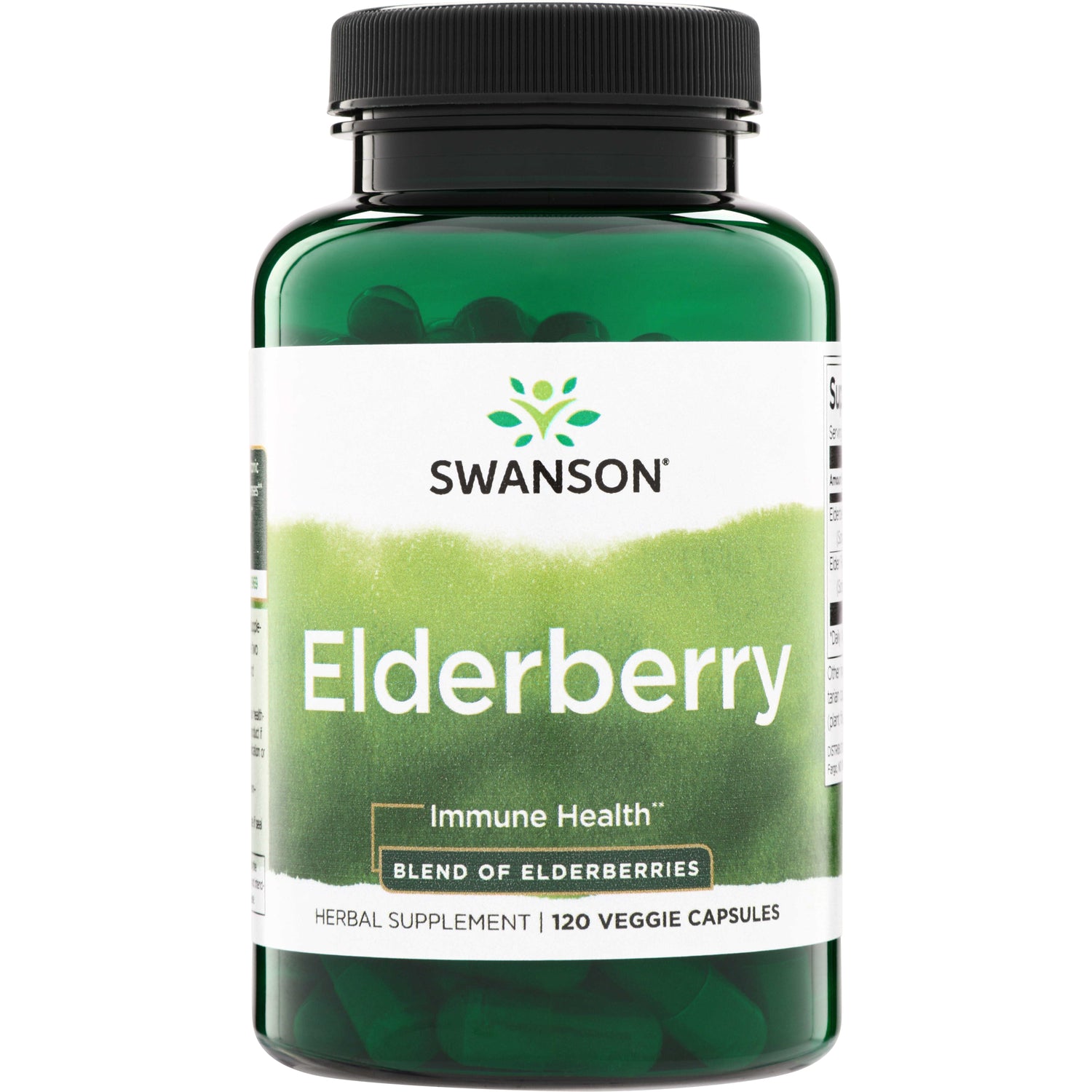 SW1673 | Swanson Elderberry, Immune Health blend of elderberries, herbal supplement, 120 veggie capsules