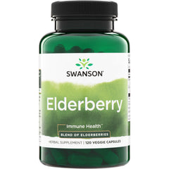 SW1673 | Swanson Elderberry, Immune Health blend of elderberries, herbal supplement, 120 veggie capsules