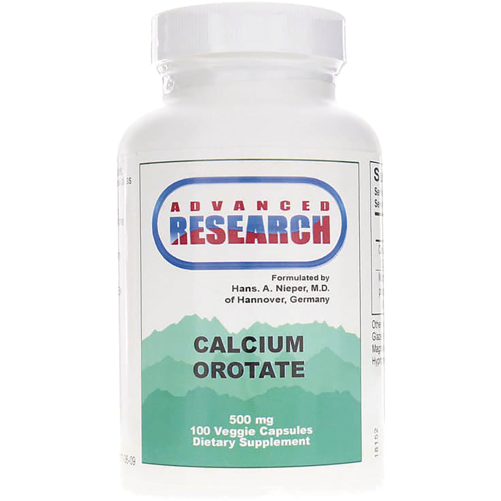 ADR006 | White bottle labeled Advanced Research Calcium Orotate, 500 mg, 100 Veggie Capsules - Thumbnail