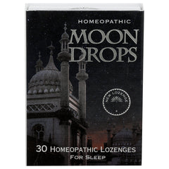 HLR003 | Moon Drops homeopathic lozenges box front with mosque illustration and 30 HOMEOPATHIC LOZENGES FOR SLEEP text