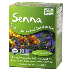 NWF1085 | Senna herbal tea green front box showing USDA Organic and Non-GMO badges and Caffeine-free label