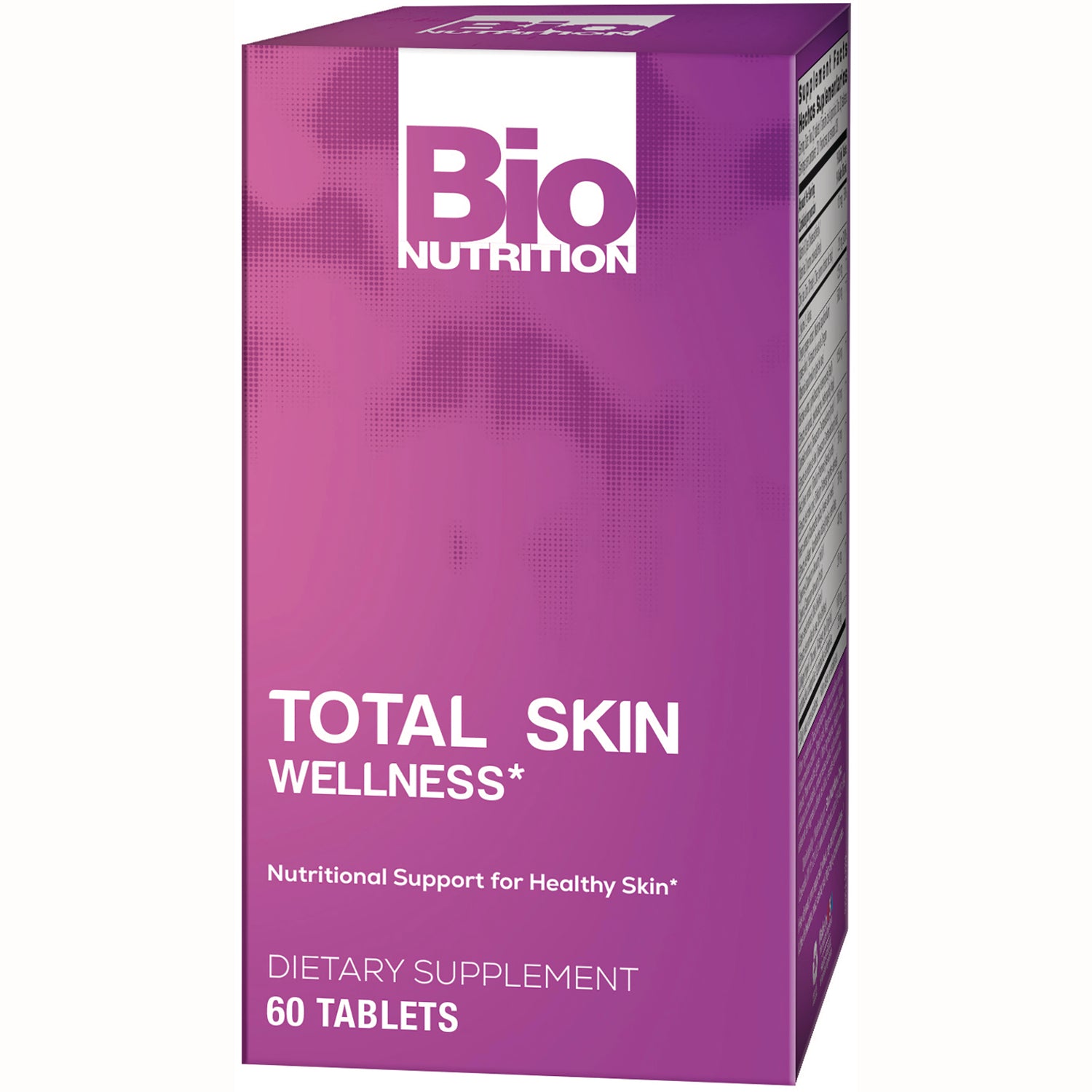 BNN076 | Bio Nutrition Total Skin Wellness purple box showing front packaging, dietary supplement 60 tablets