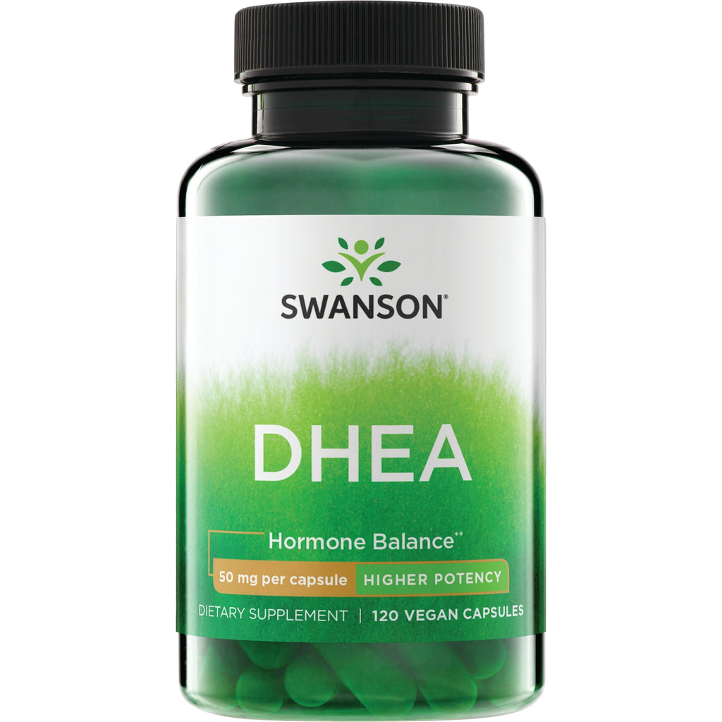 SWU261 | Swanson DHEA Hormone Balance, 50 mg per capsule, Higher Potency, 120 vegan capsules bottle front - Thumbnail