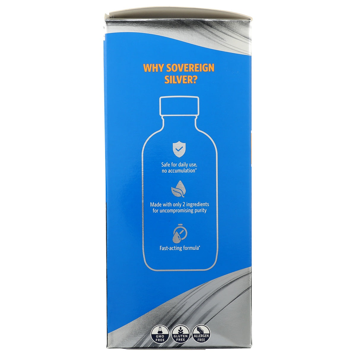 SSL010 | Back panel: Why Silver for Immune Support? Bio-active silver info, ppm comparison, founder quote