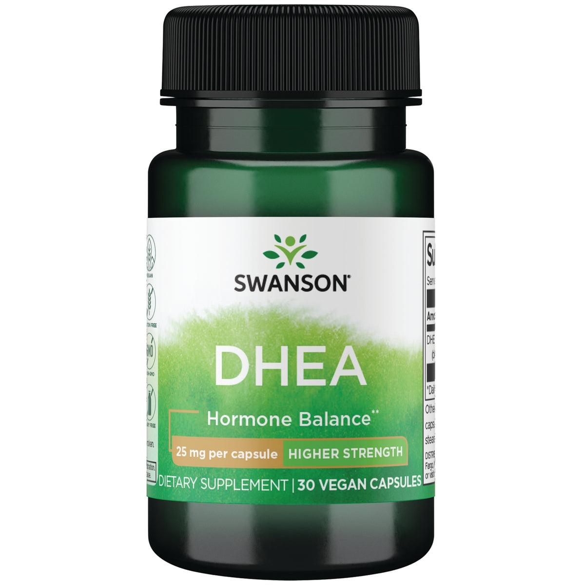 SW1244 | Swanson DHEA bottle, Hormone Balance, 25 mg per capsule, 30 capsules