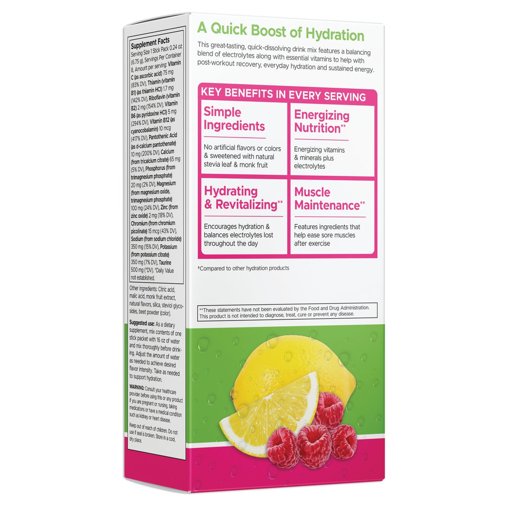 SW1940 | Swanson Simply Hydrate single-serve stick, raspberry lemonade electrolyte hydration mix - Thumbnail