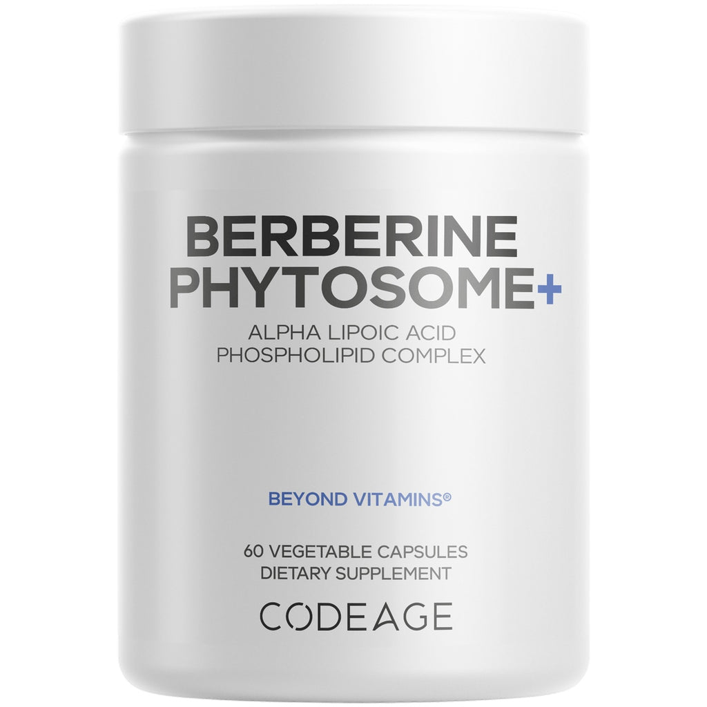 CDG013 | White supplement jar labeled BERBERINE PHYTOSOME+ with BIOAVAILABLE and 60 vegetable capsules, CODEAGE - Thumbnail