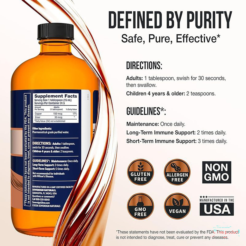 SSL013 | Back label with Supplement Facts, ingredients, directions, and guidelines; SovereignCopper.com - Thumbnail