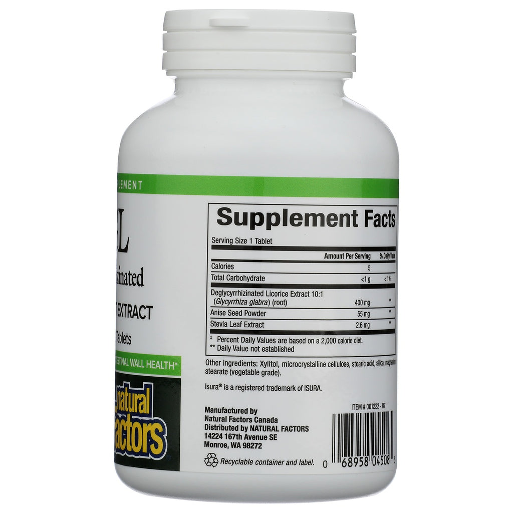 NFC041 | Supplement Facts panel on a Natural Factors bottle showing licorice extract tablets - Thumbnail