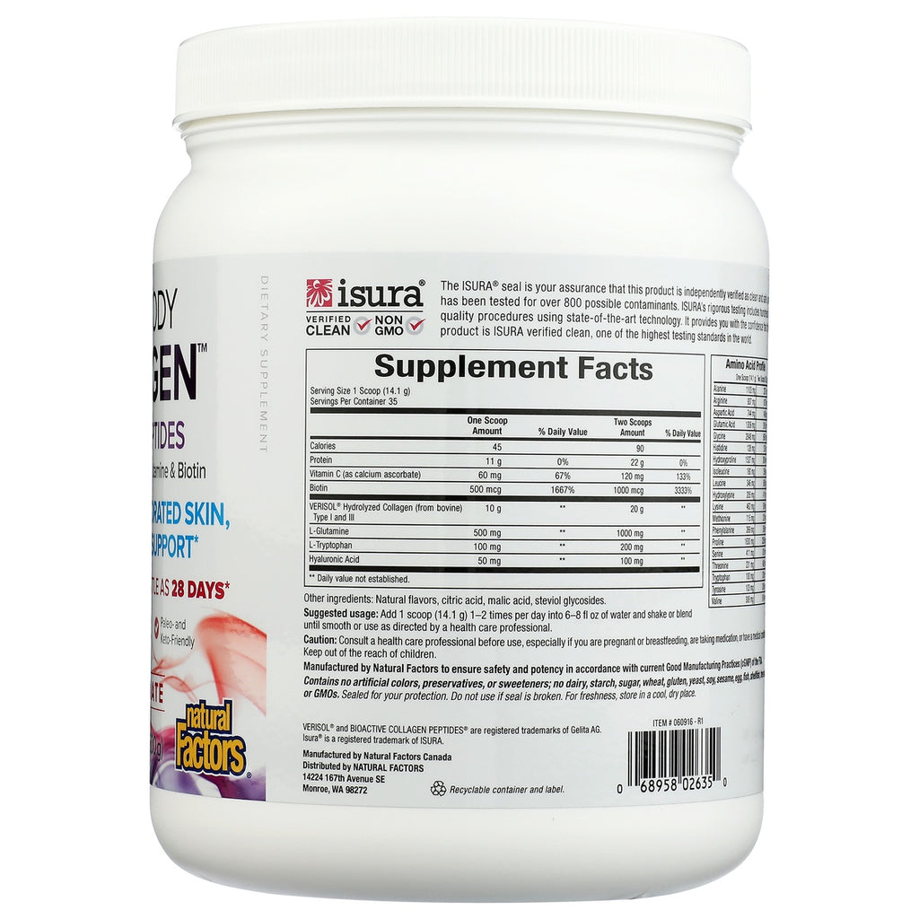 NFC205 | Natural Factors collagen supplement label with Supplement Facts and ingredient details - Thumbnail