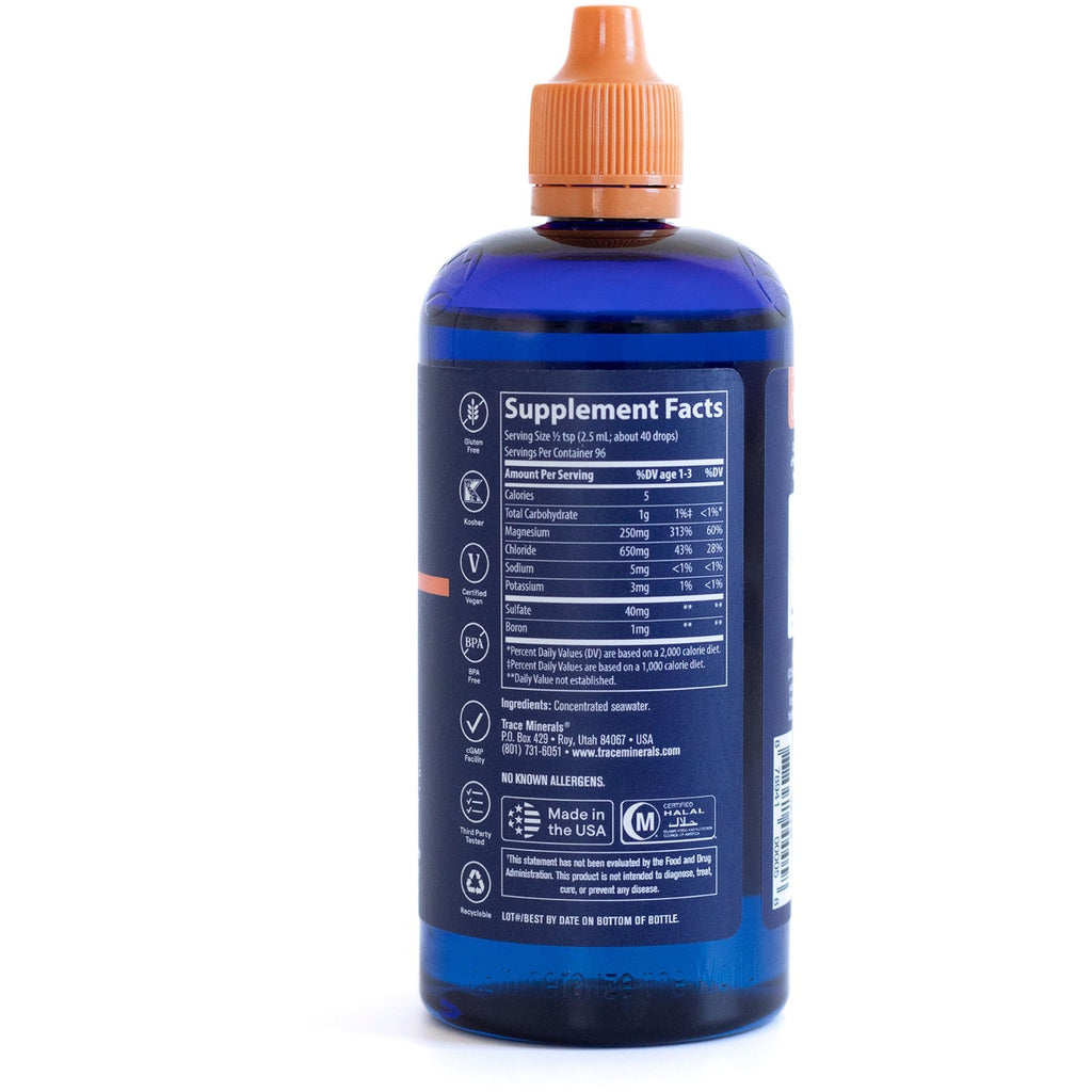 TM012 | Back label with Supplement Facts panel on Trace Minerals bottle - Thumbnail