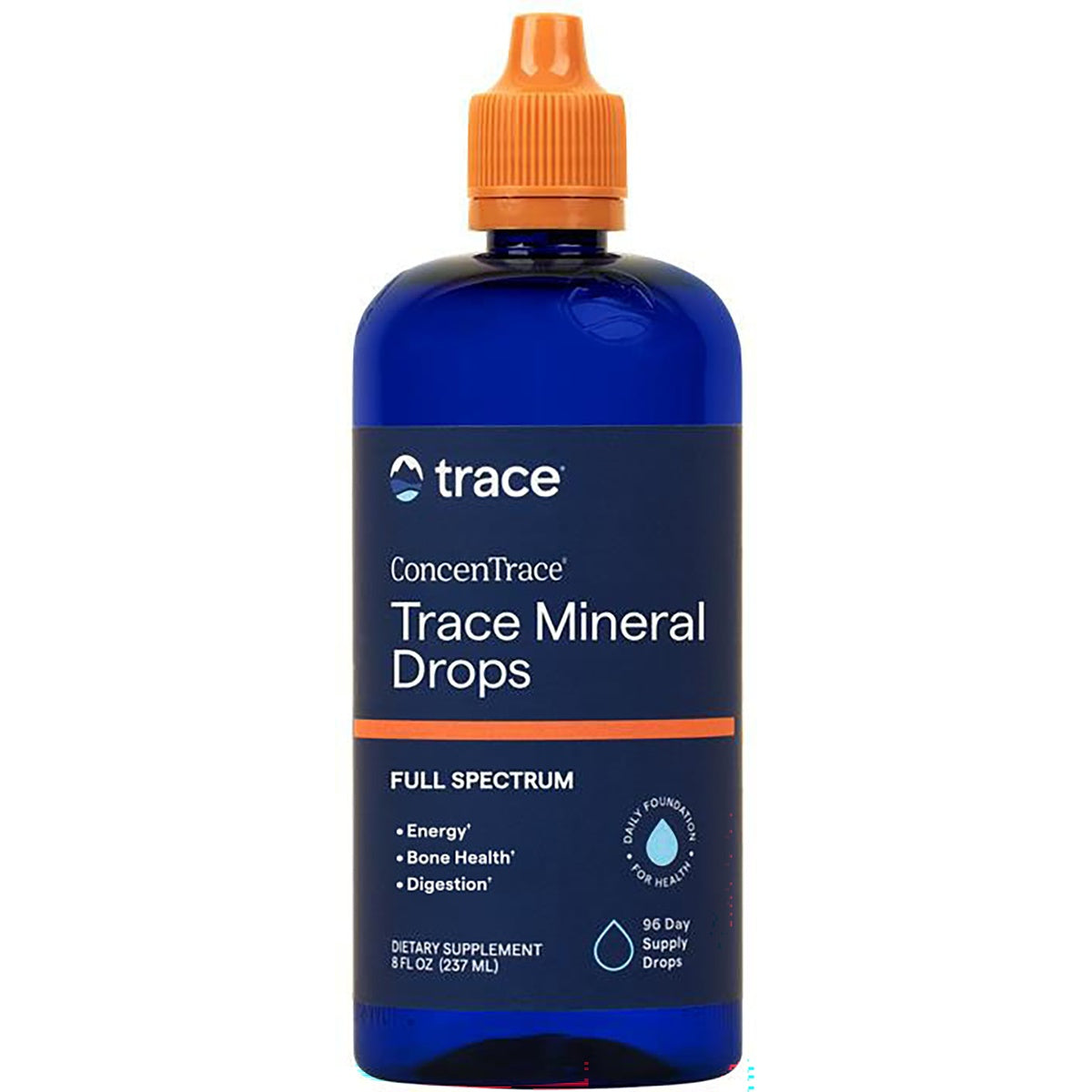 TM012 | Trace ConcenTrace Trace Mineral Drops, 8 fl oz bottle with orange cap