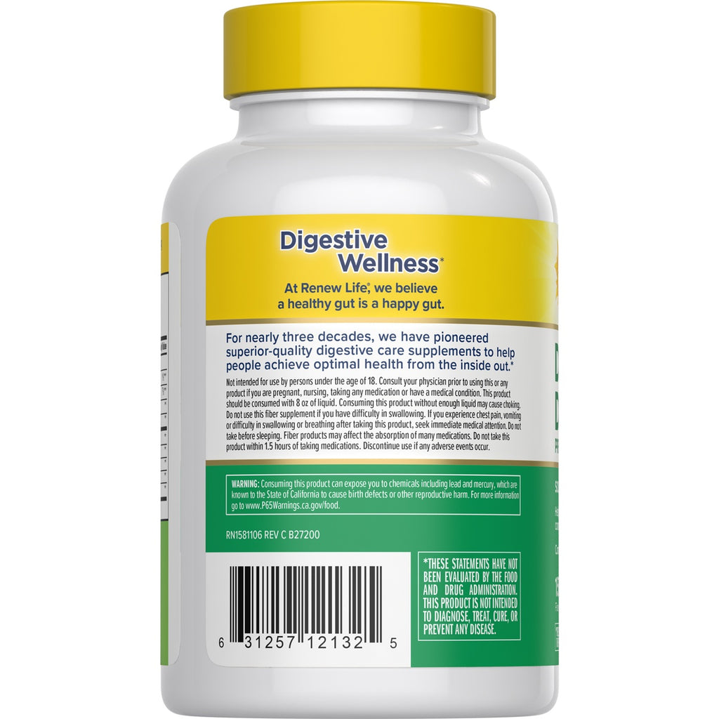 RNL244 | back of supplement bottle label showing product facts, barcode and Daily Digest Prebiotic branding - Thumbnail