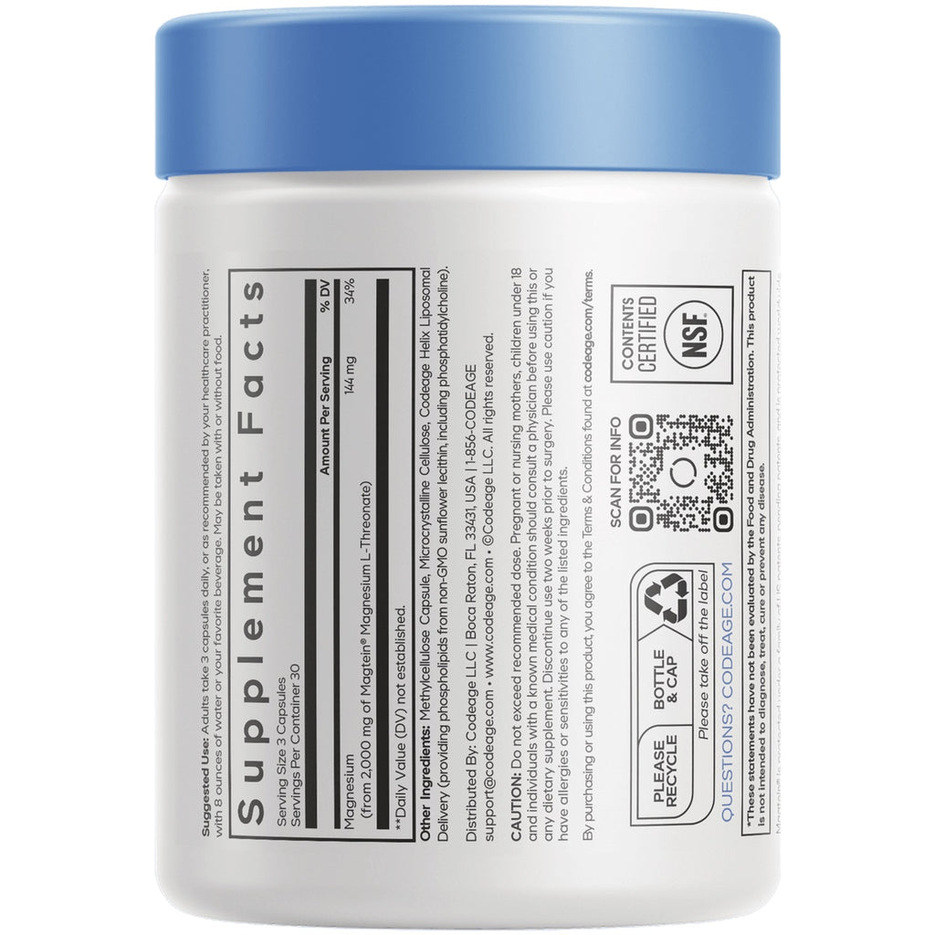 CDG021 | White supplement jar back label showing Supplement Facts panel, ingredient table and QR code - Thumbnail