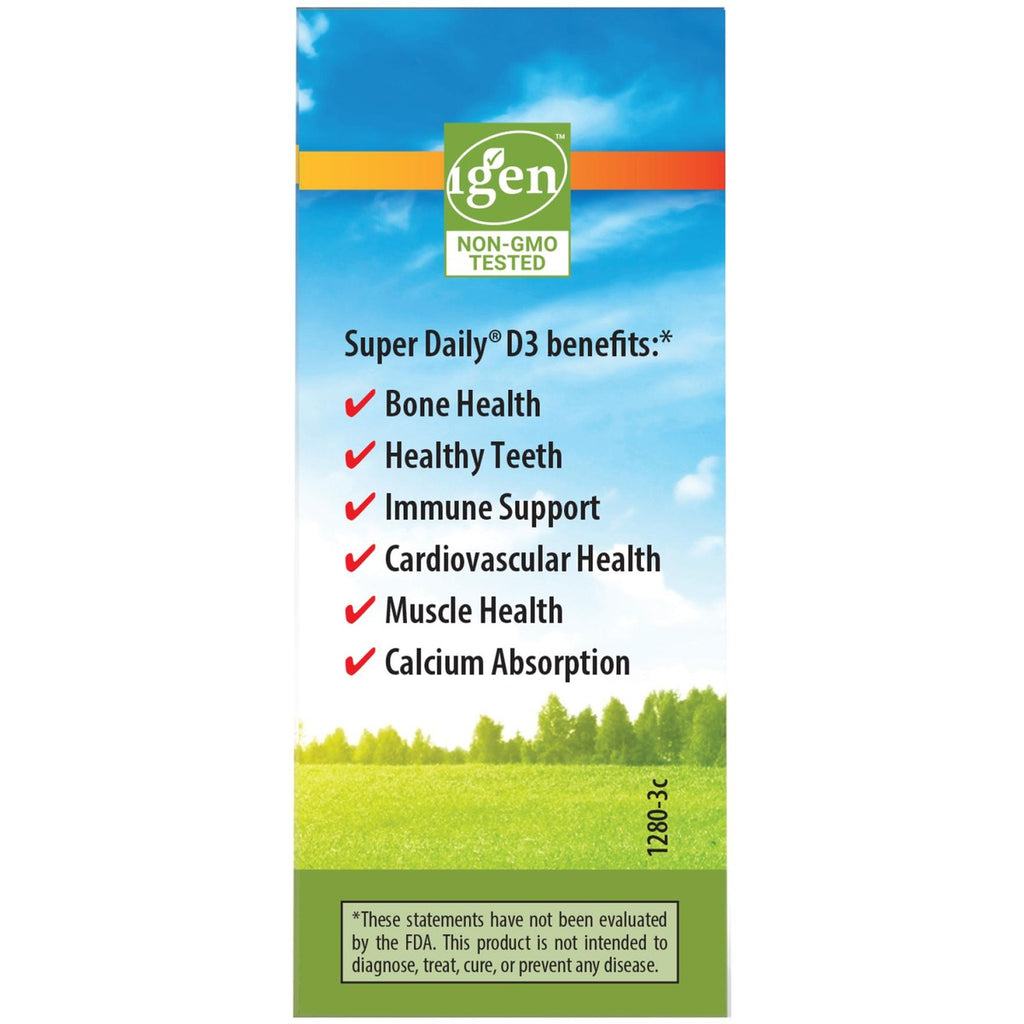 CSN192 | Gen Non-GMO Tested Super Daily D3 benefits box with bone health and immune support claims - Thumbnail