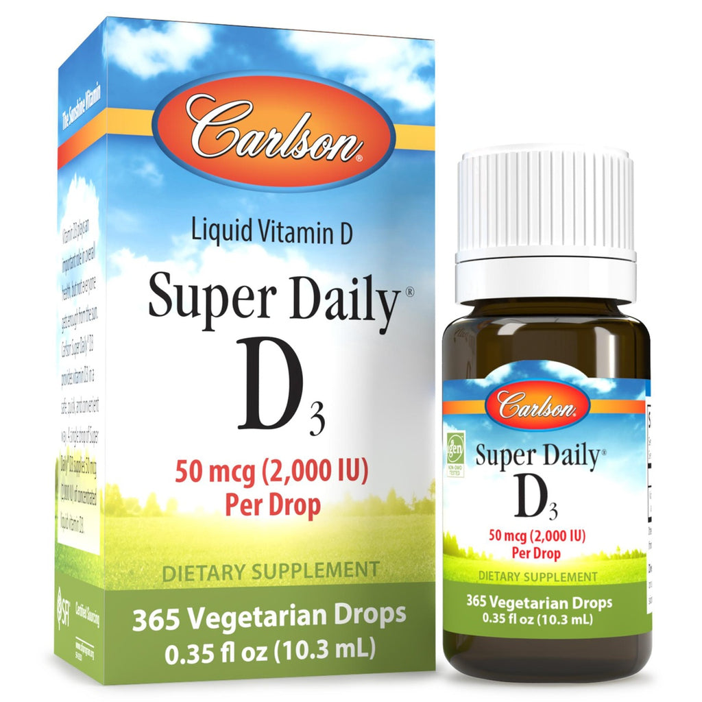 Carlson Super Daily D3 liquid vitamin, 2,000 IU (50 mcg) per drop, 365 vegetarian drops 0.35 fl oz - Thumbnail