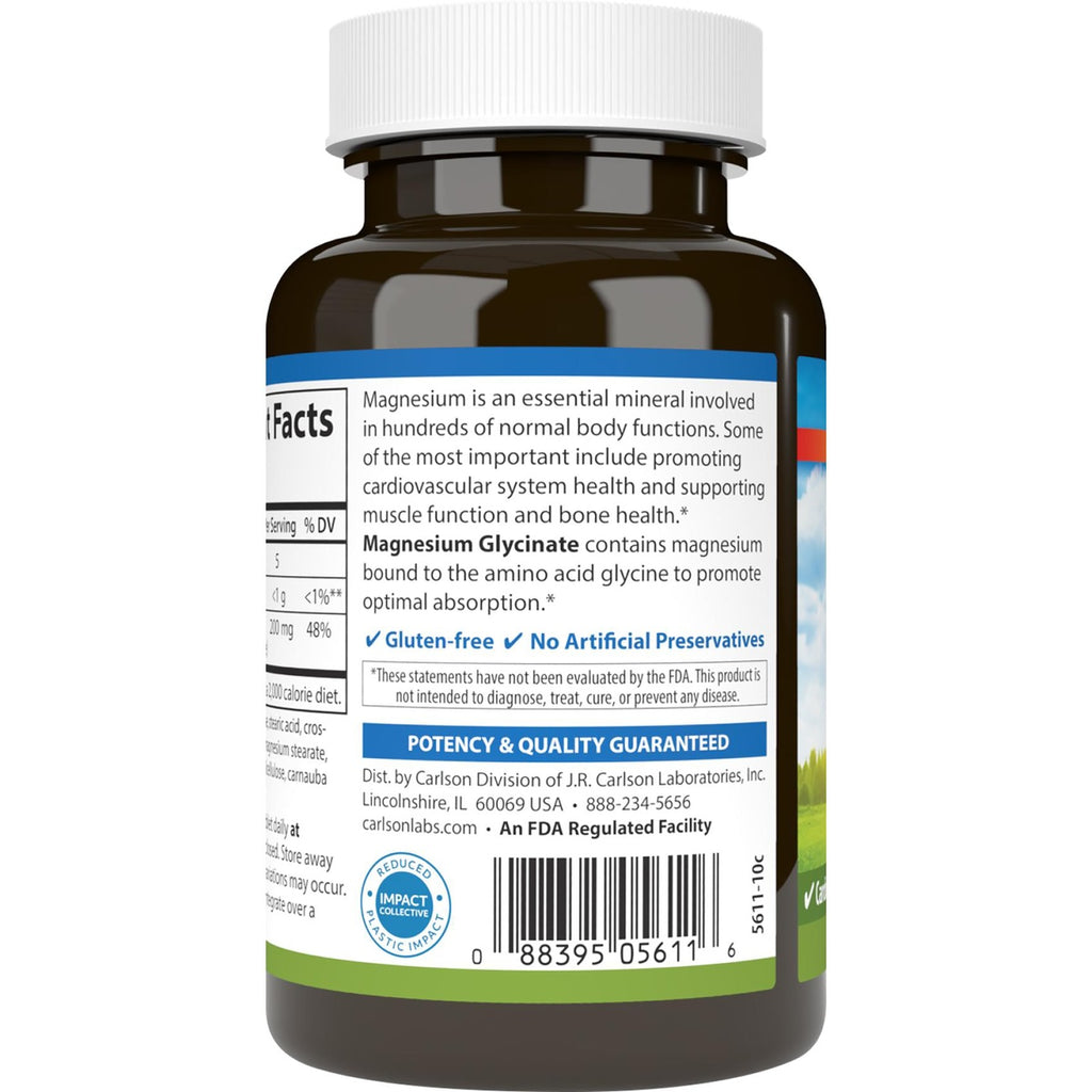 CSN199 | back label of supplement bottle showing supplement facts panel, gluten-free and no artificial preservatives claims and barcode - Thumbnail