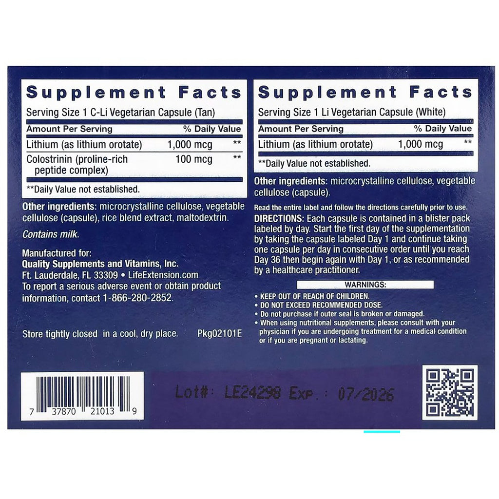 LE418 | Back panel showing supplement facts, ingredients, directions, barcode and warnings - Thumbnail