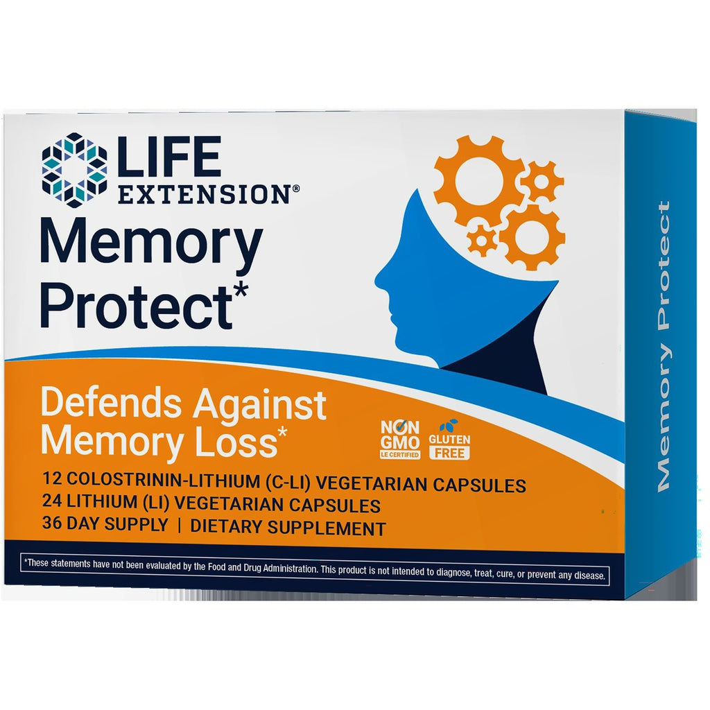 LE418 | Life Extension Memory Protect box labeled Defends Against Memory Loss 36 day supply vegetarian capsules - Thumbnail