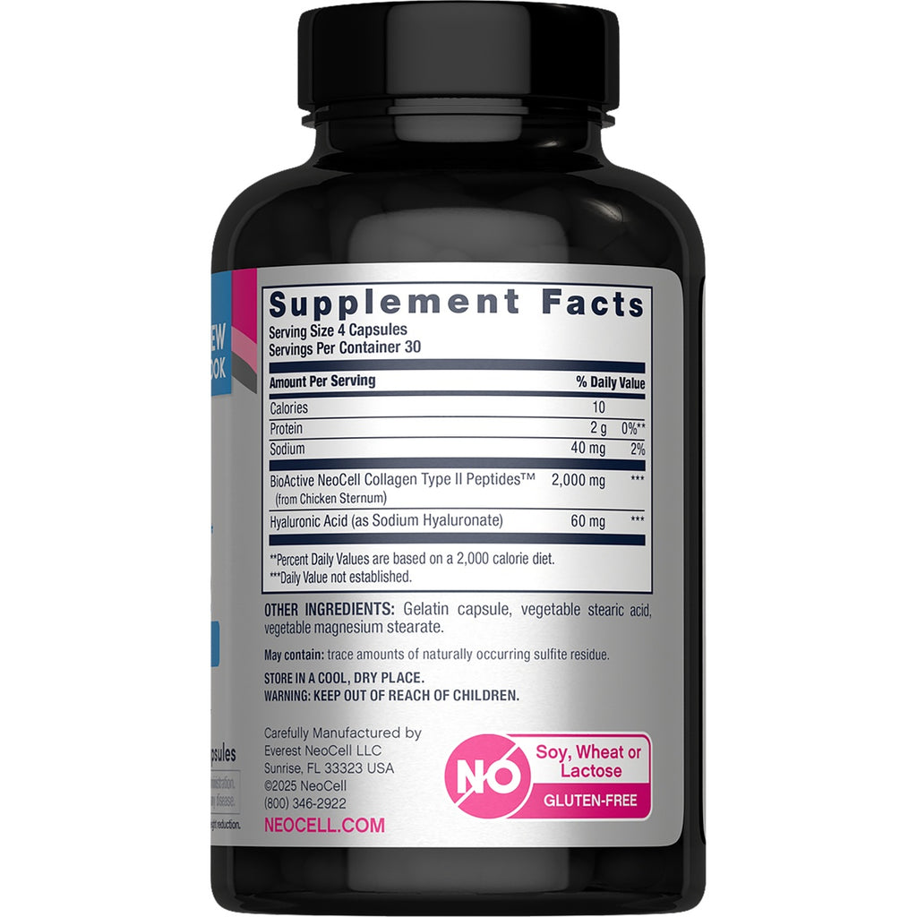 NEC008 | back label showing Supplement Facts panel with ingredients, amounts per serving, and storage info - Thumbnail