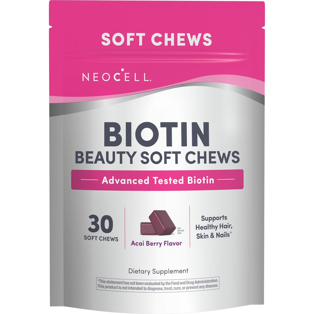 NEC020 | Neocell Biotin beauty soft chews pouch, acai berry flavor, 30 soft chews - Thumbnail