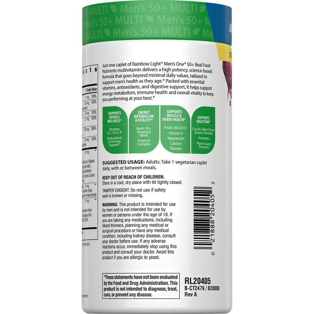 RBL164 | back of white supplement bottle showing suggested usage, actual size tablet graphic, and logos - Thumbnail