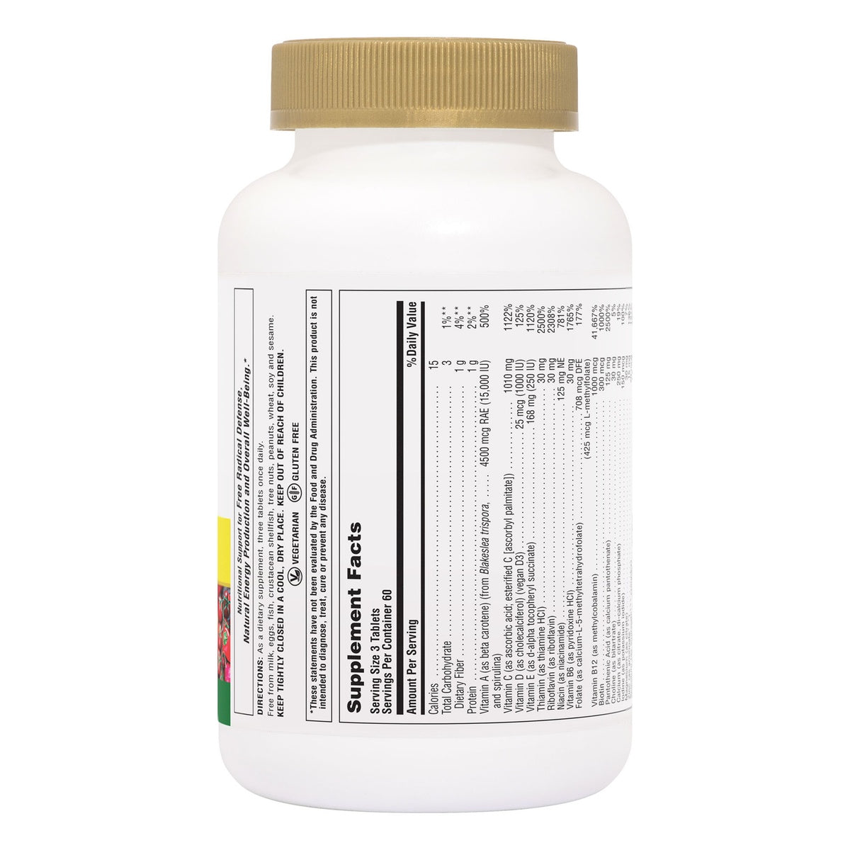 NTP360 | Back label of a supplement bottle showing Supplement Facts, directions, and warnings